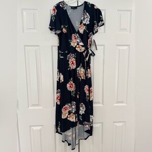 Women’s BCX Floral High Low Asymmetrical Wrap Sundress